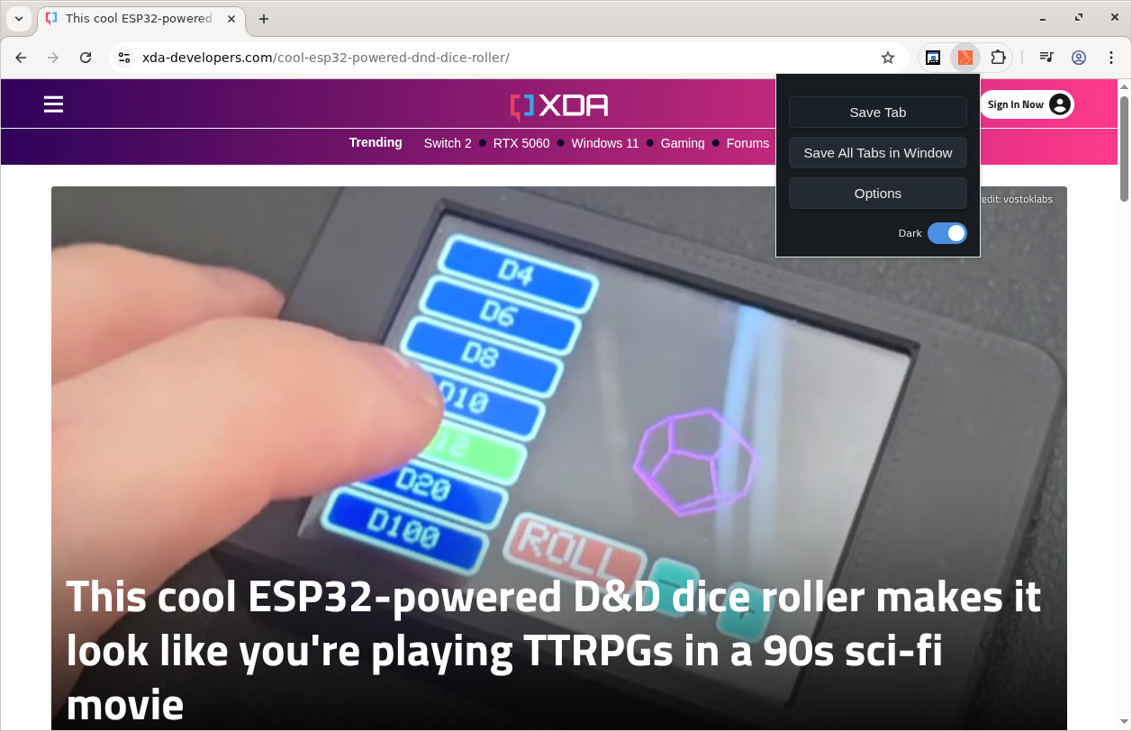 Extension Popup View